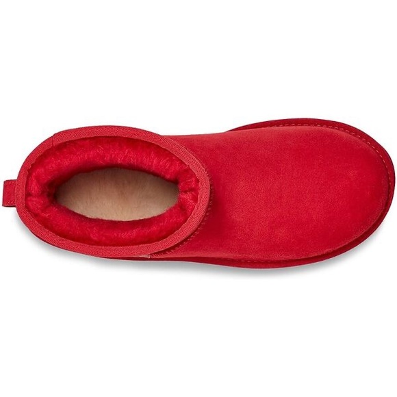 UGG CLASSIC SAMBA RED SUEDE MINI SIDE LOGO BOOTS - Picture 5 of 11